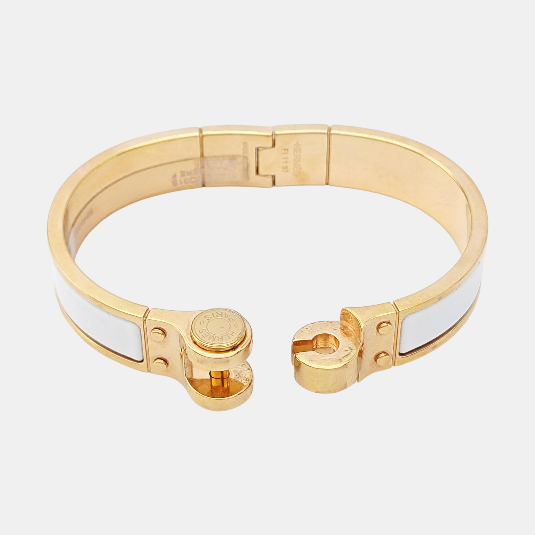 Enamel Hinged Bracelet Metal Rose Gold Bangle