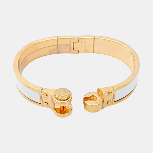 Enamel Hinged Bracelet Metal Rose Gold Bangle