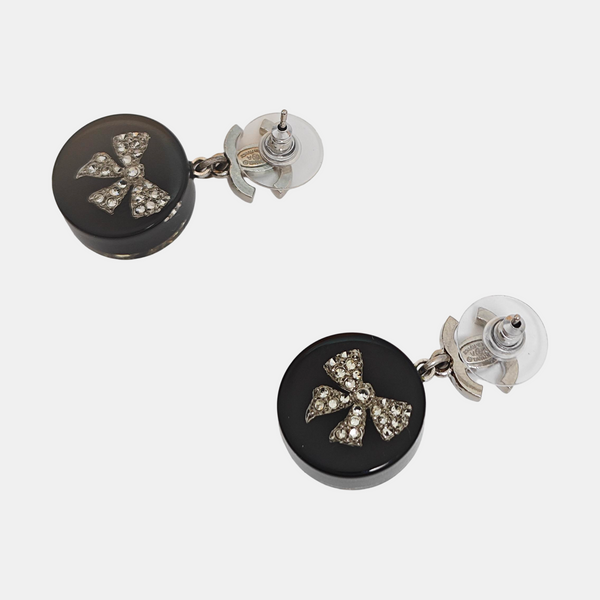 CC Logo Metal Black Earrings
