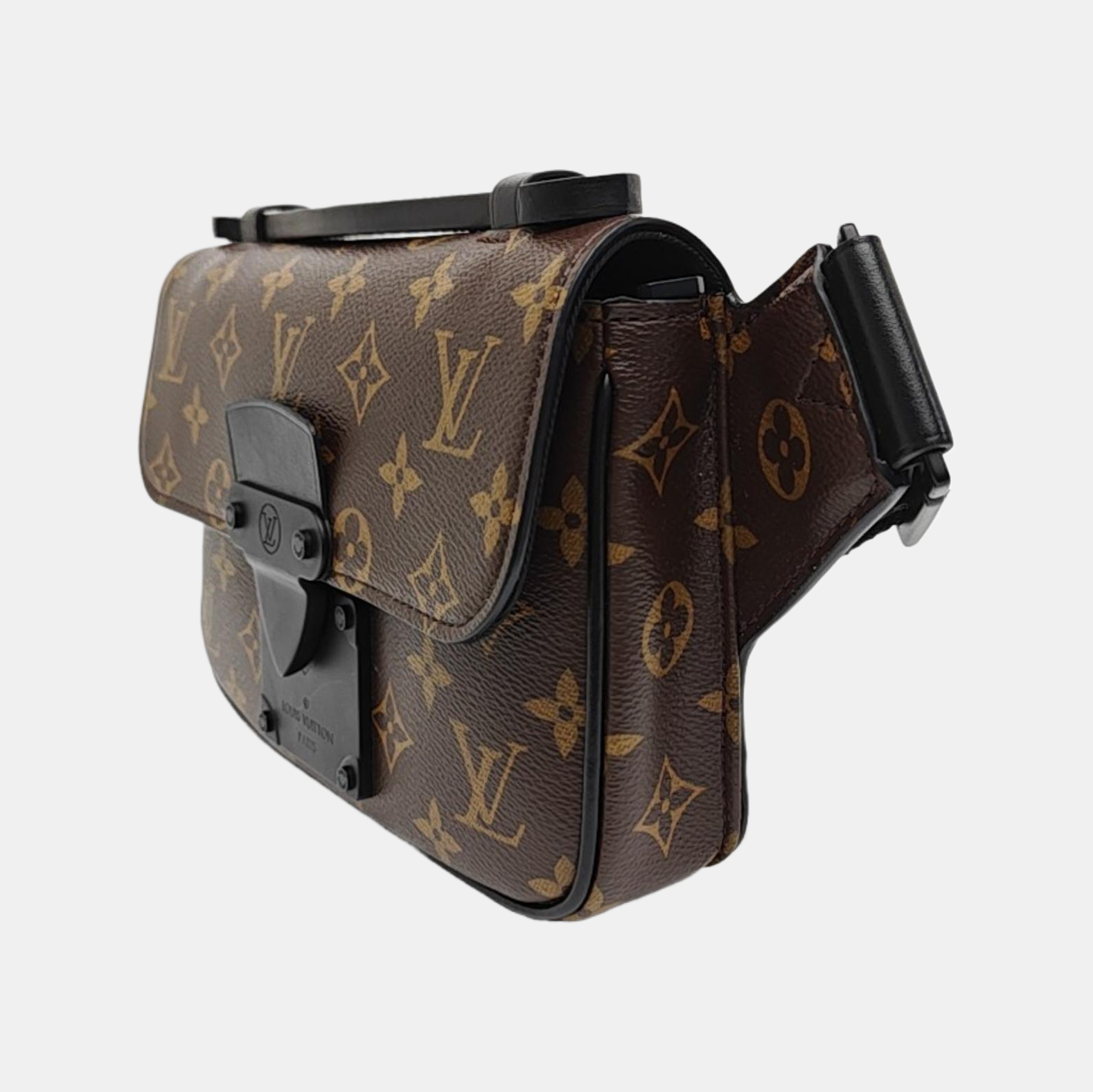 S LOCK Monogram Coated Canvas Brown