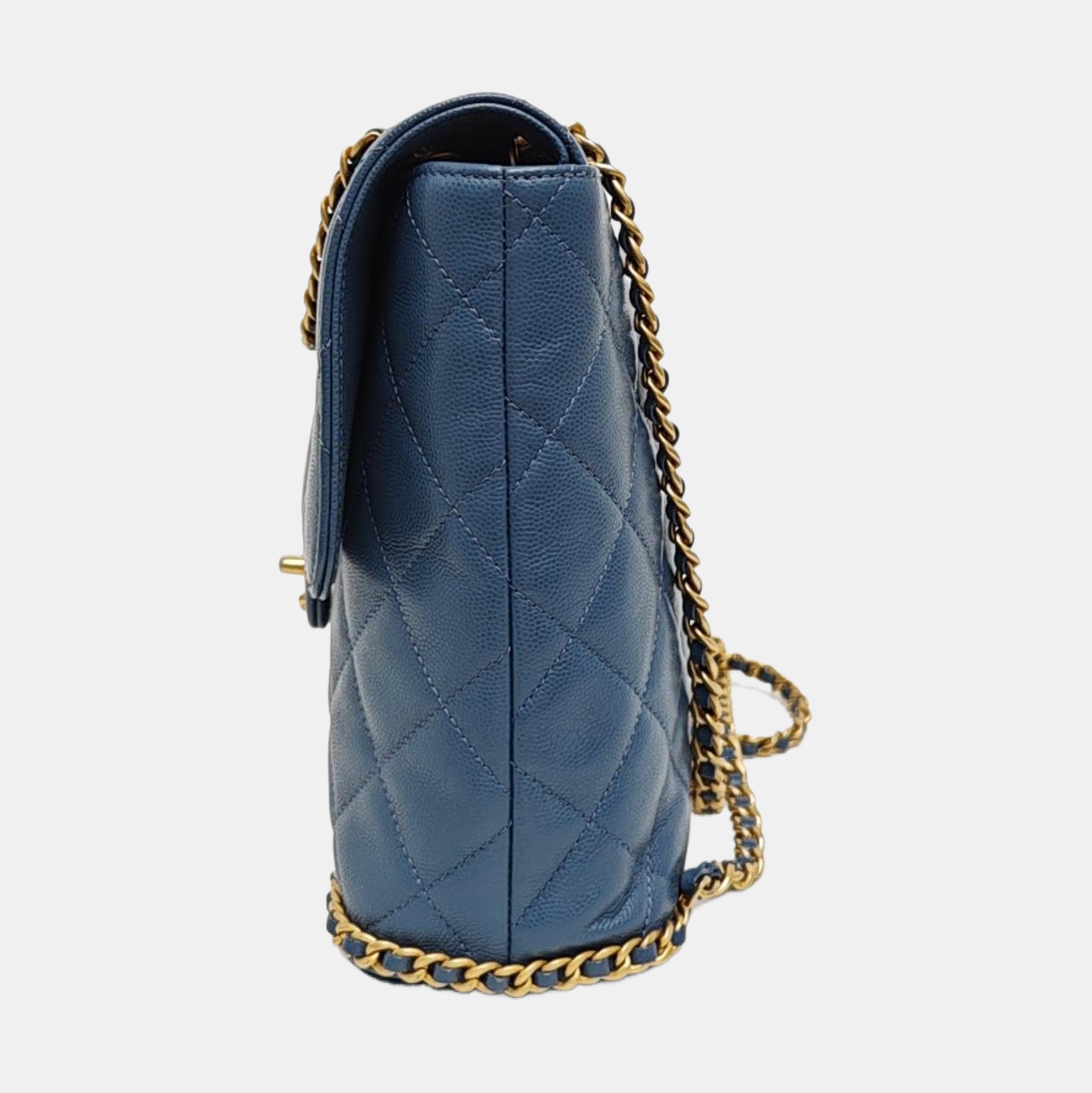 Quilted Grained Calfskin Backpack Blue