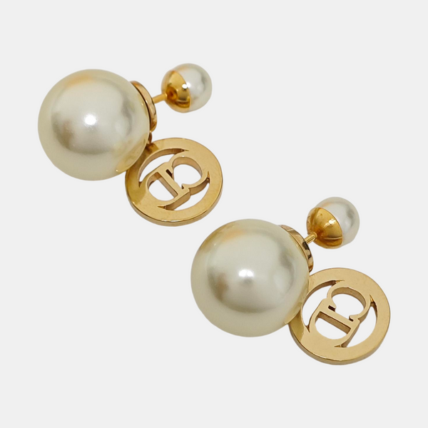 Faux Pearl Gold Stud Earrings