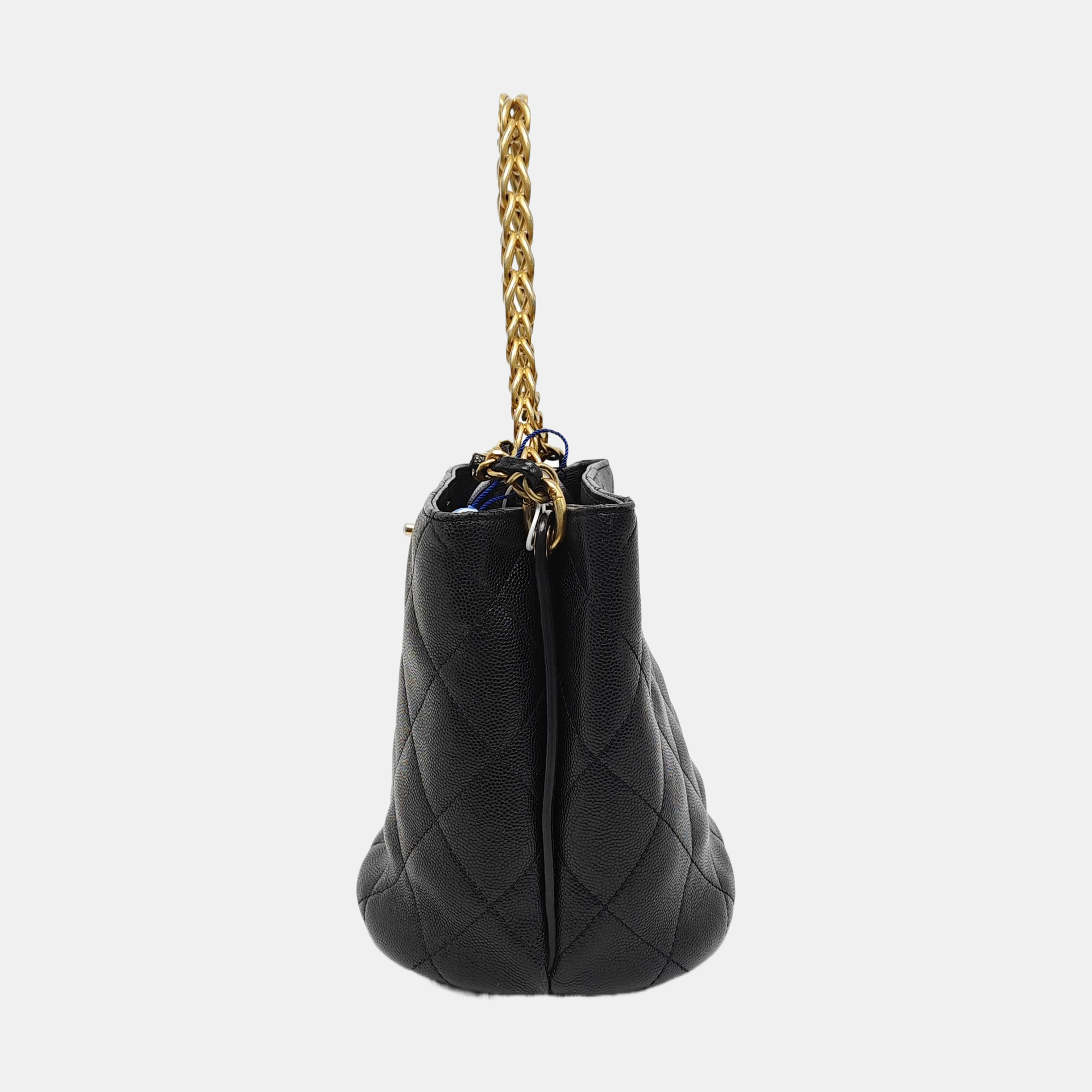 Quilted Grained Calfskin Shoulder Bag Black