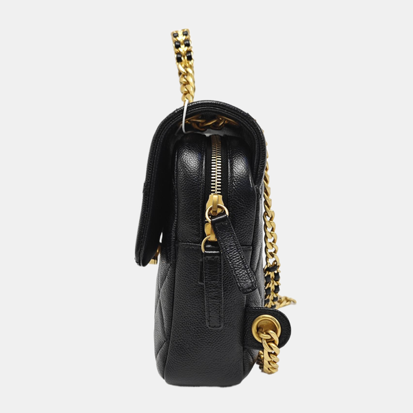 Quilted Grained Calfskin Backpack Black
