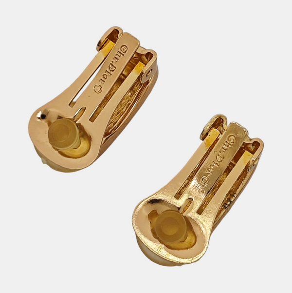 Dog Tag Metal Gold Clip On Earrings