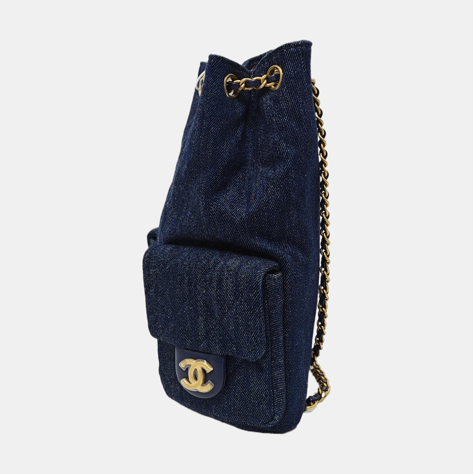 Quilted Denim Backpack Blue