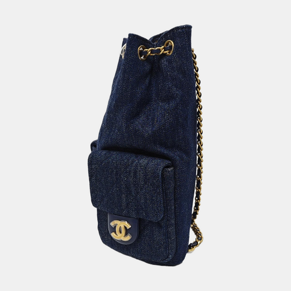 Quilted Denim Backpack Blue