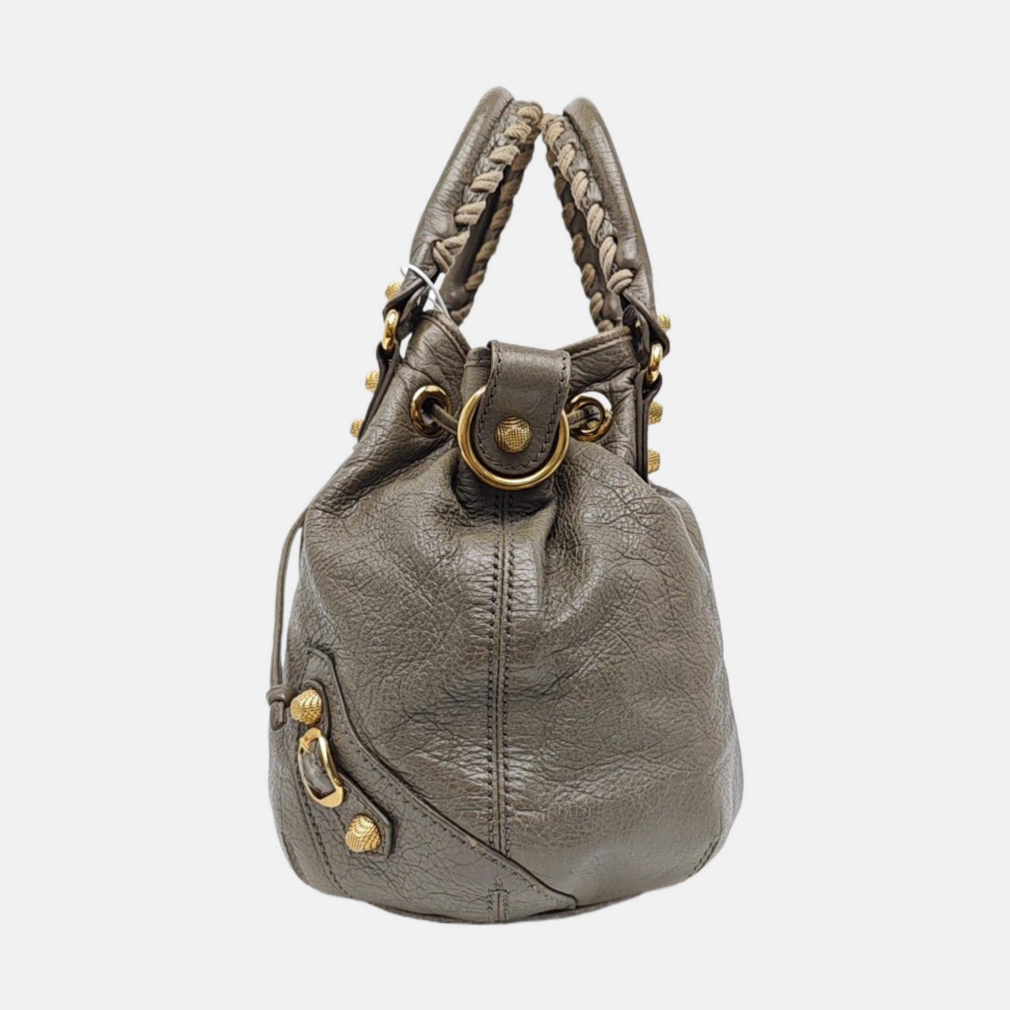 Pompon Bag Lambskin Gray