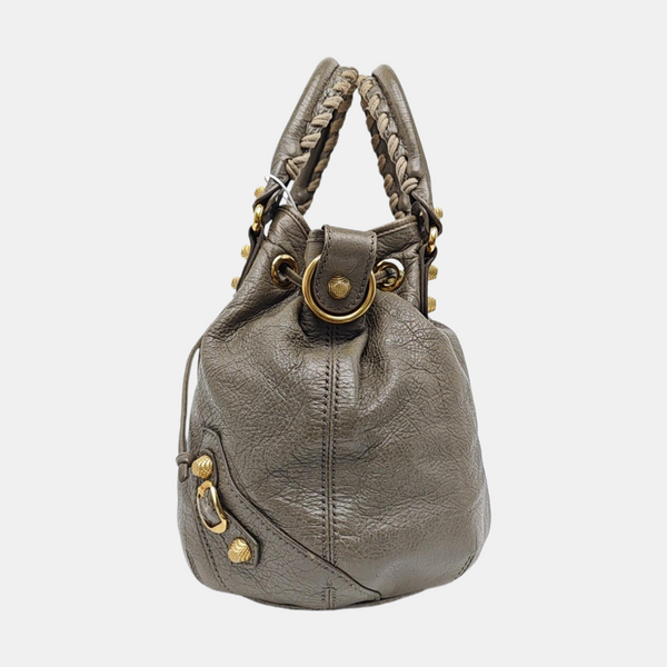Pompon Bag Lambskin Gray