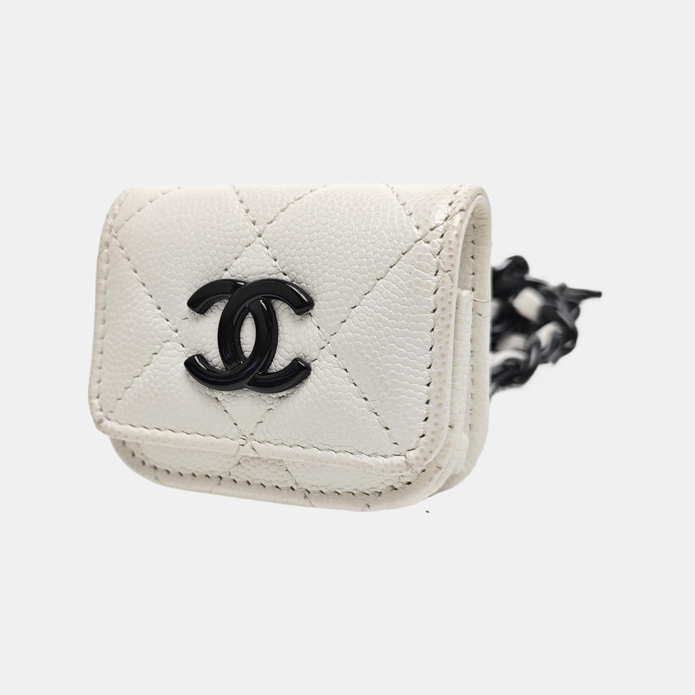 Quilted Grained Calfskin Belt Bag White