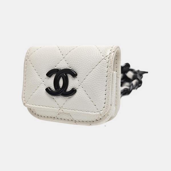 Quilted Grained Calfskin Belt Bag White