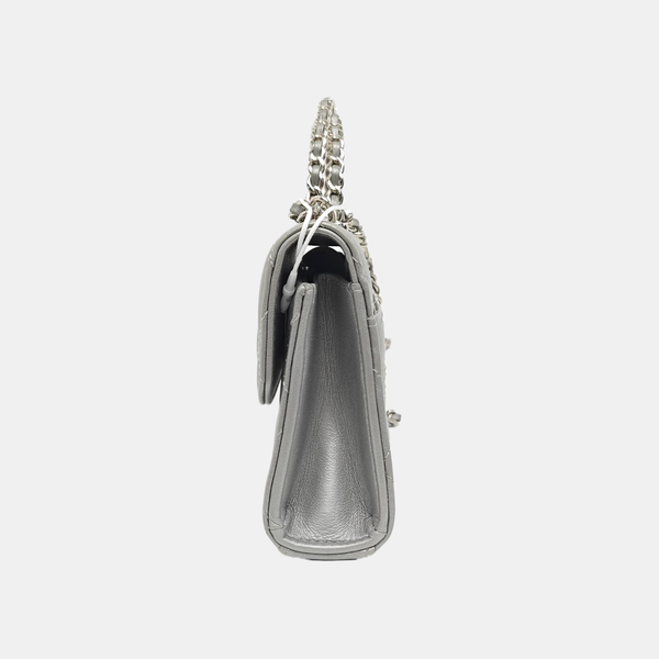 Quilted Lambskin Shoulder Bag Silver