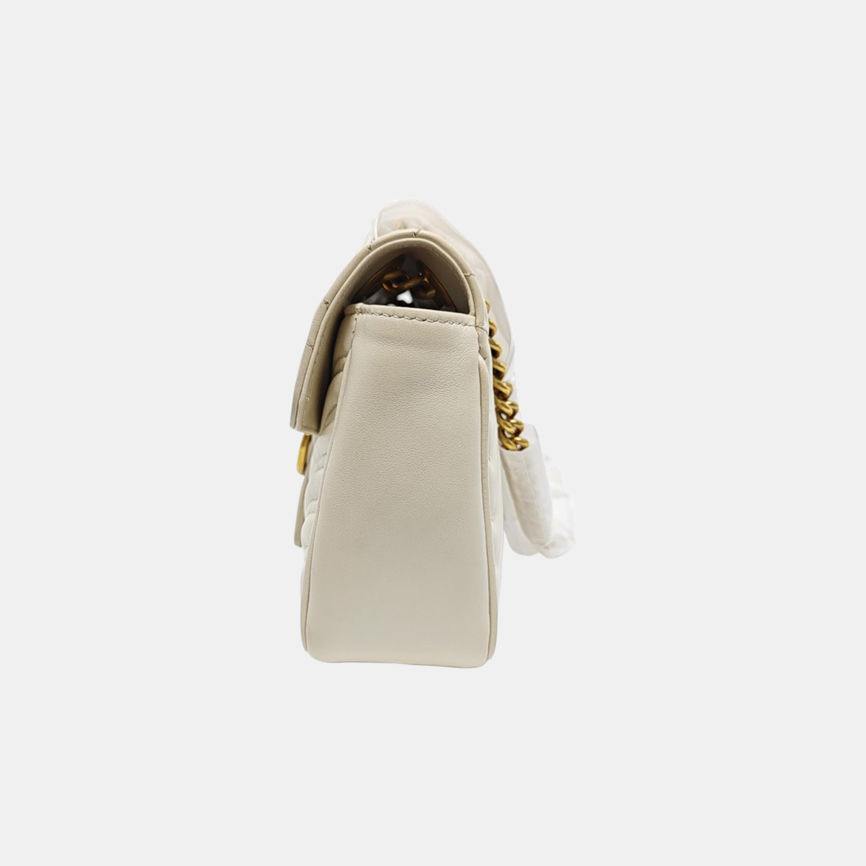 GG Marmont Medium Quilted Calfskin White
