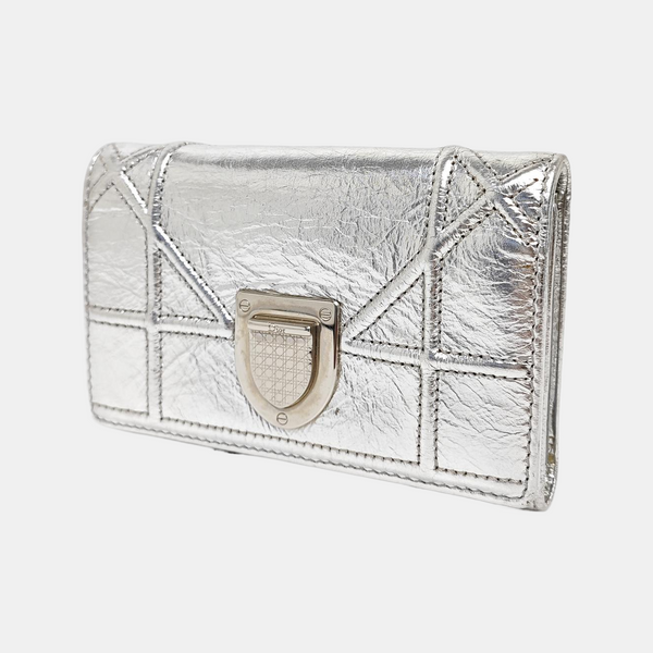 Diorama Calfskin Silver Wallet