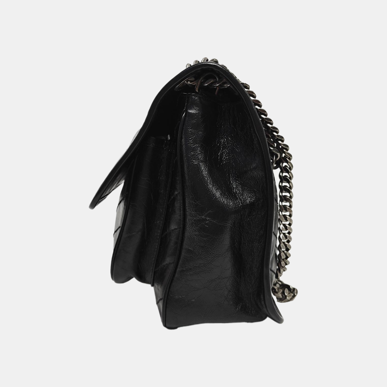 NIKI Medium Chevron Calfskin Black