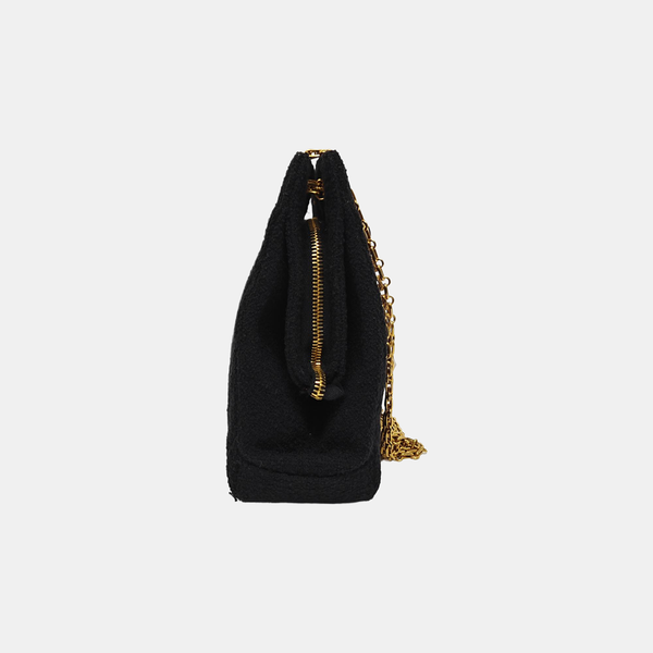 JUST MADEMOISELLE Medium Chevron Terry Cloth Black