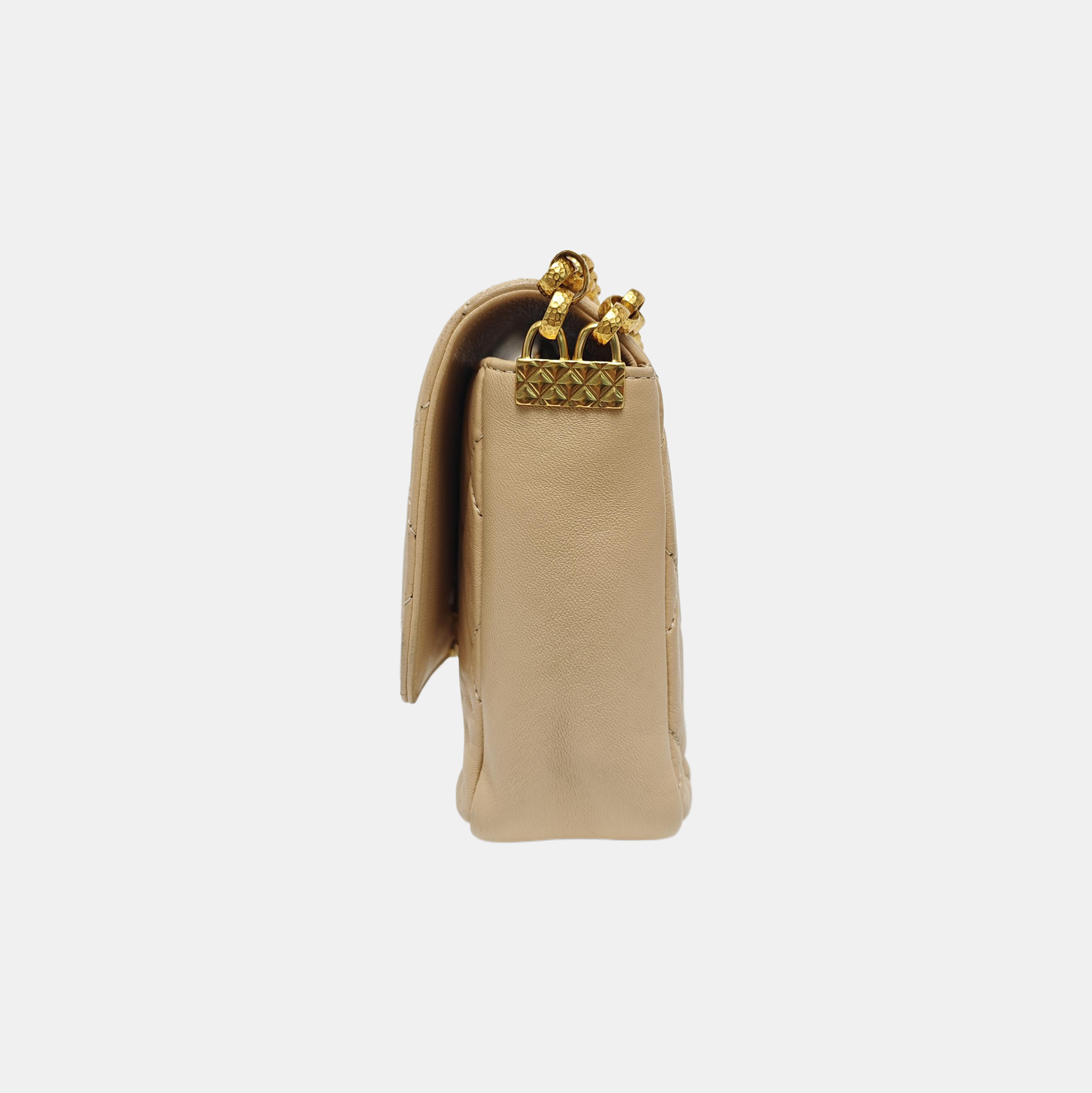 Quilted Lambskin Shoulder Bag Beige