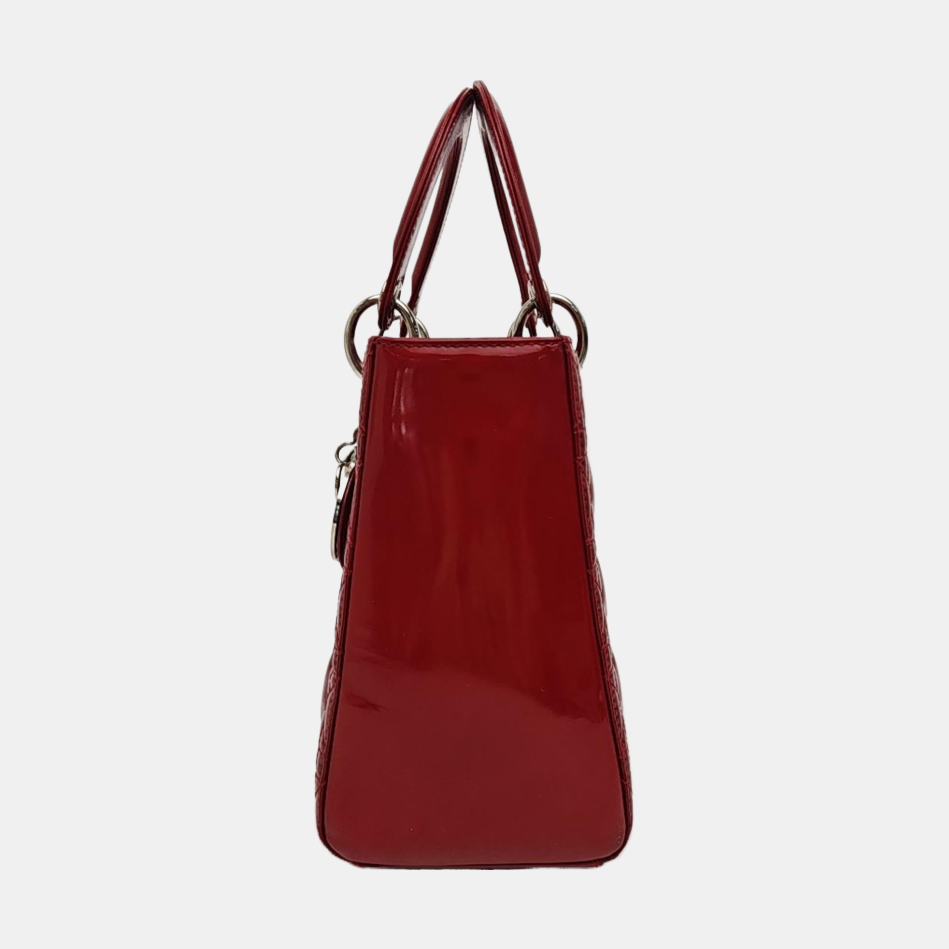 Lady Dior Medium Cannage Patent Leather Red