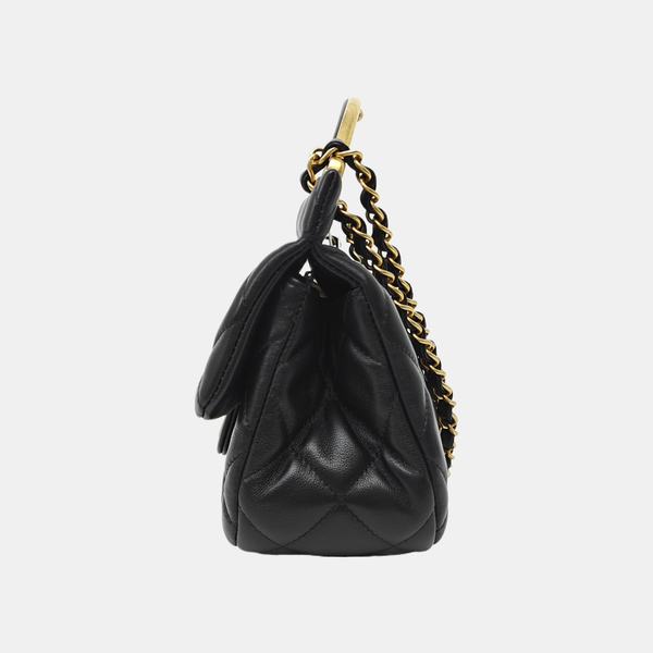 Quilted Calfskin Shoulder Bag Black