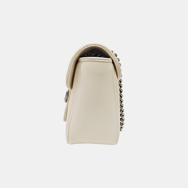 GG Marmont Medium Quilted Calfskin White