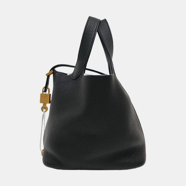 Authenticated pre-owned  Picotin Lock Clemence Black - Bucket Bag at Looply