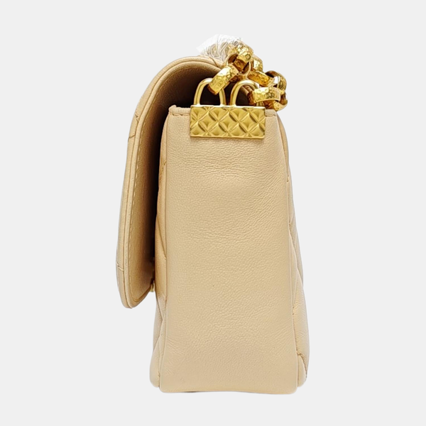 Small Quilted Lambskin Beige
