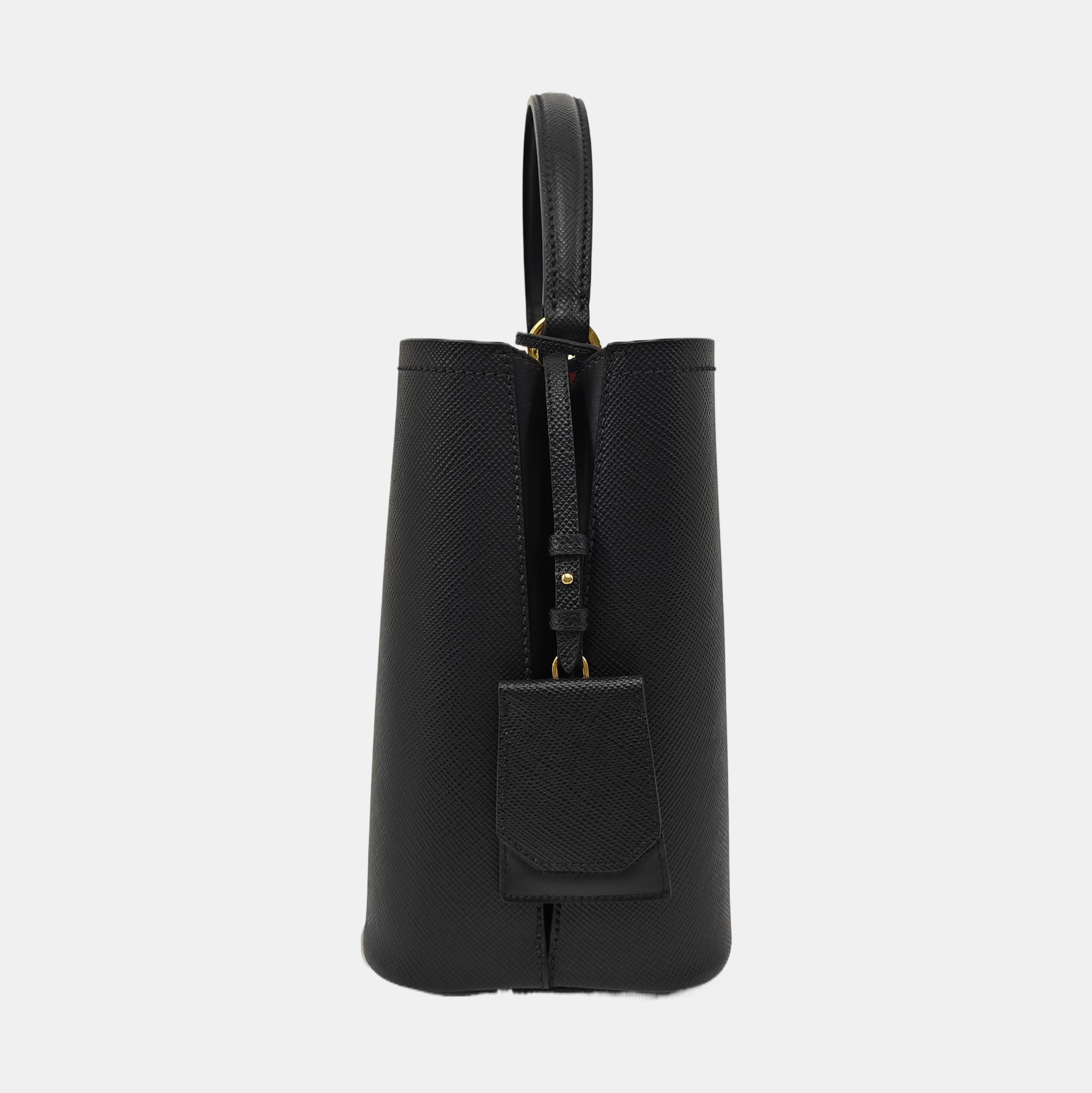 Panier Medium Saffiano Calfskin Black