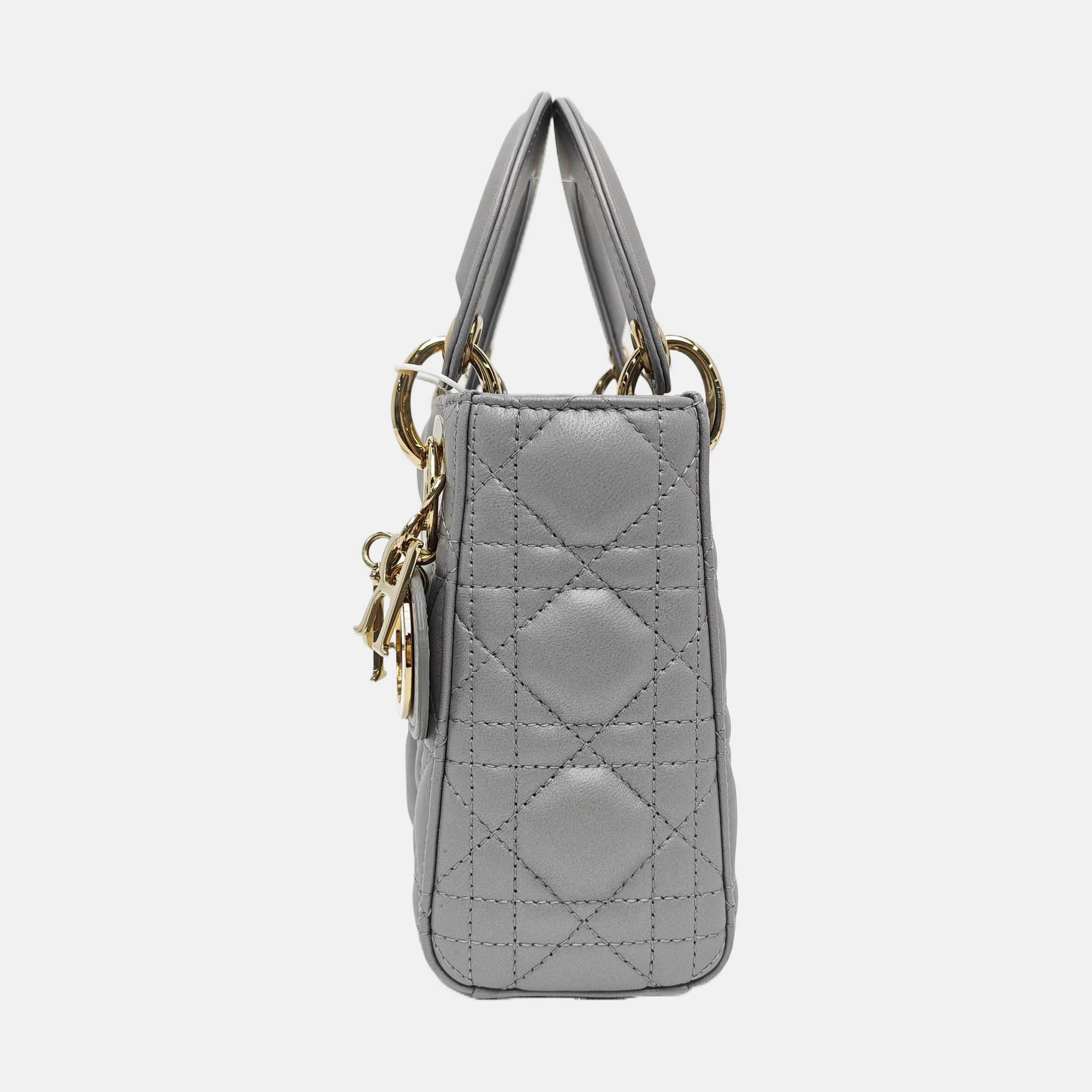 Lady Dior Mini Cannage Lambskin Gray