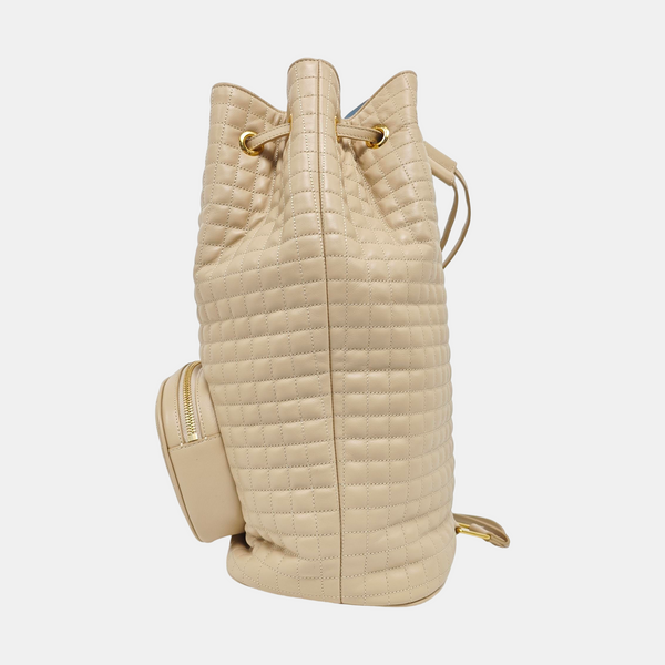 C CHARM Quilted Calfskin Beige