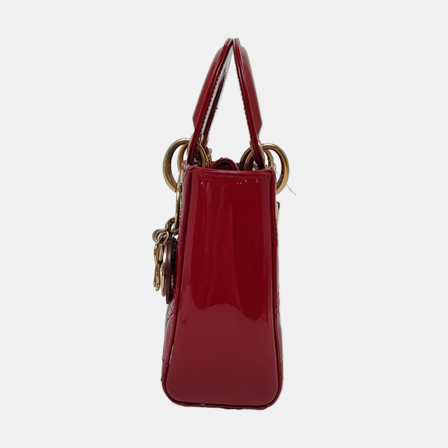 Authenticated pre-owned  Lady Dior Mini Cannage Patent Calfskin Red - Tote Bag at Looply