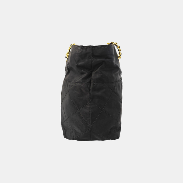 Chain Tote Quilted Nylon Black