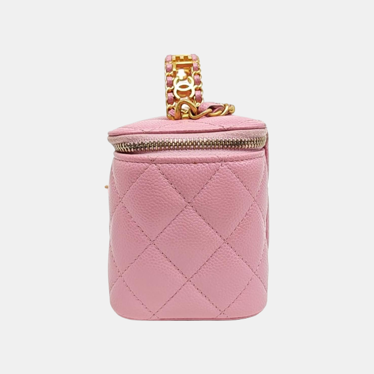 Quilted Grained Calfskin Shoulder Bag Pink