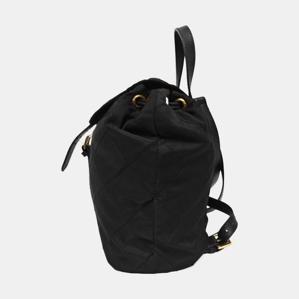 Quilted Nylon Backpack Black
