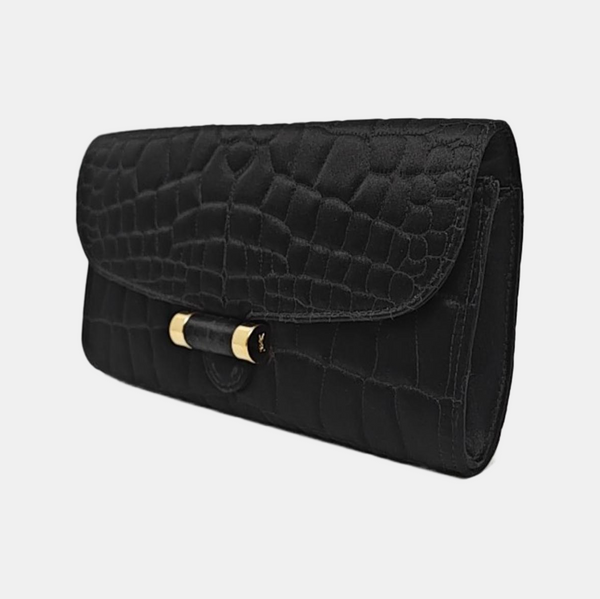 Quilted Silk Satin Black
