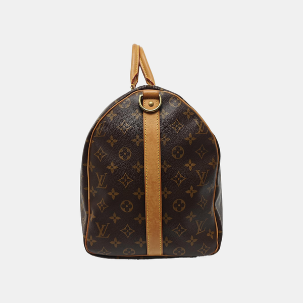 KEEPALL 50 Monogram Coated Canvas Brown