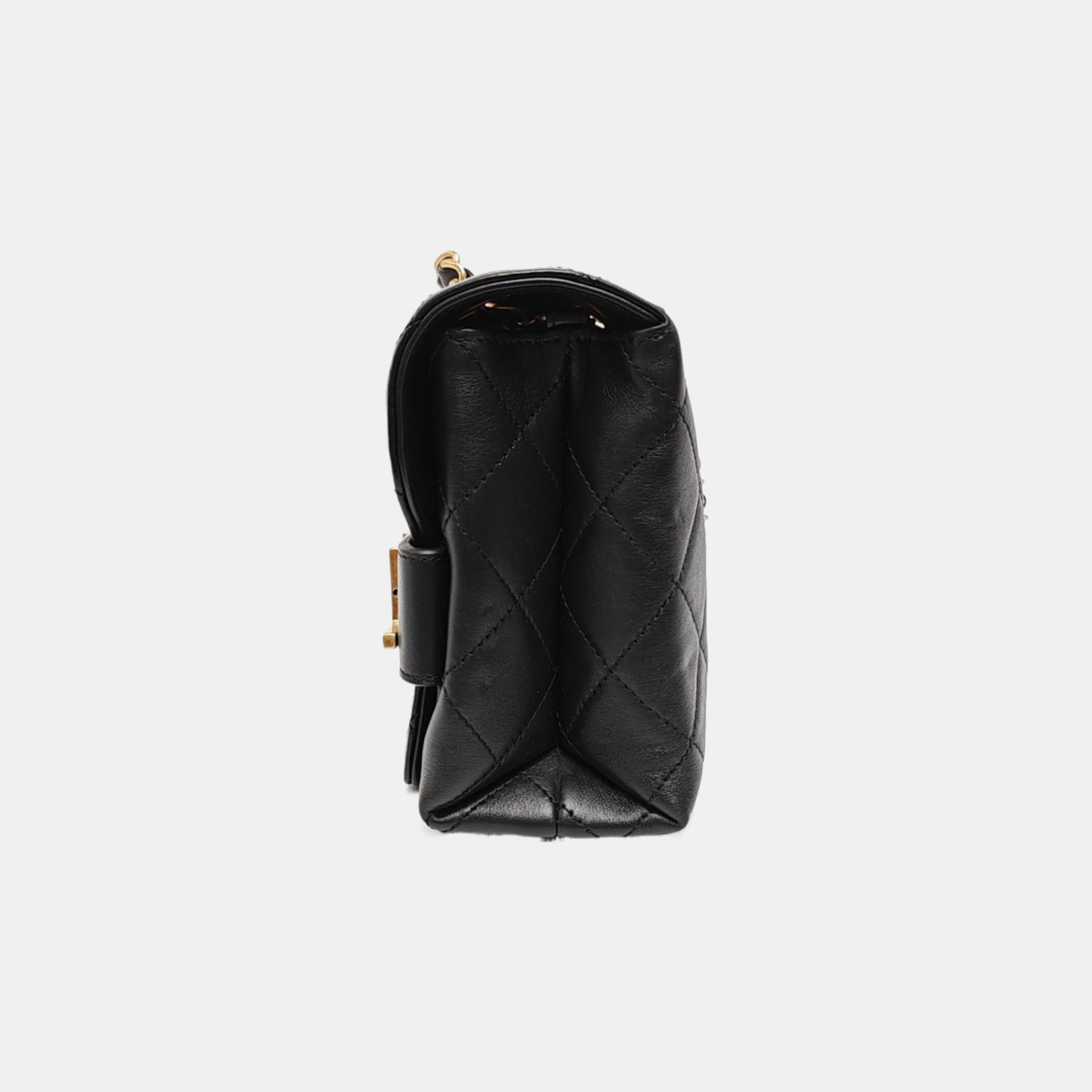 LOGO ENCHAINED FLAP Medium Quilted Calfskin Black