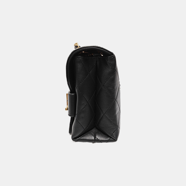 LOGO ENCHAINED FLAP Medium Quilted Calfskin Black