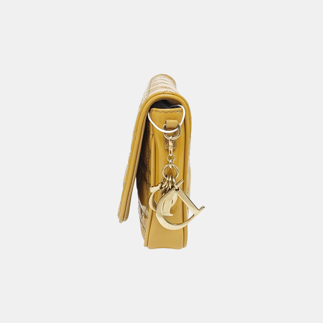 Lady Dior Small Cannage Patent Leather Yellow