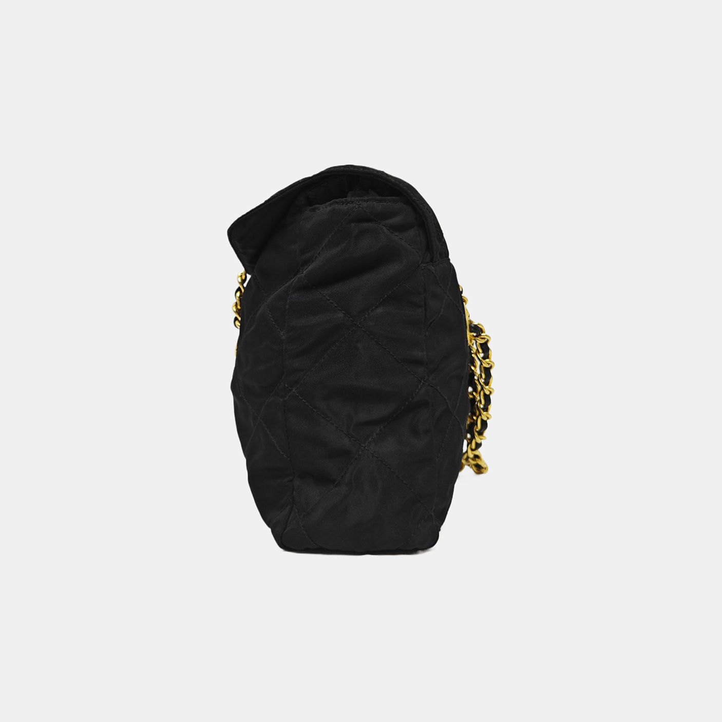 Quilted Nylon Shoulder Bag Black