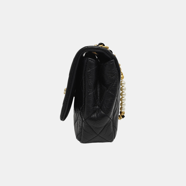 Quilted Calfskin Shoulder Bag Black