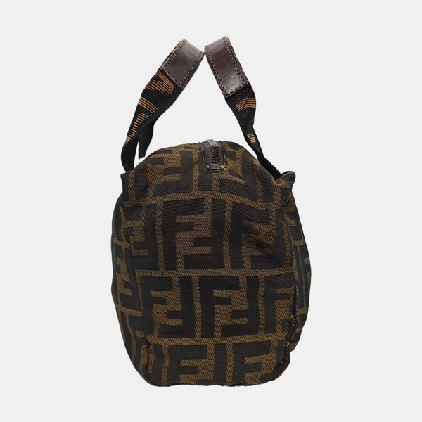 Fabric Top Handle Bag Brown