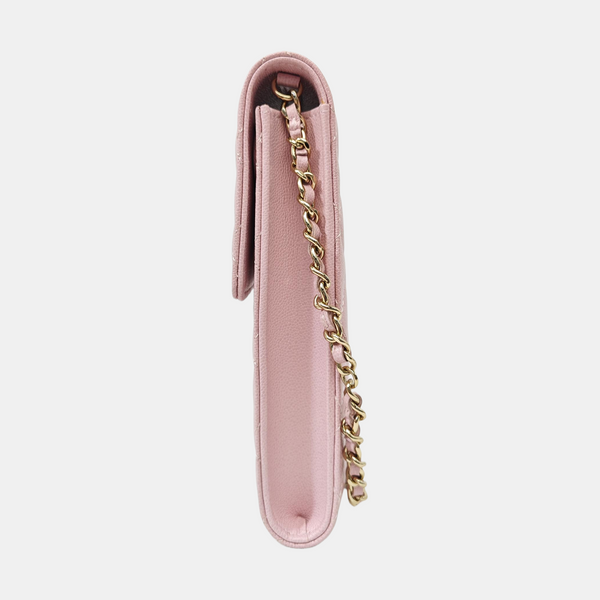 Quilted Grained Calfskin Shoulder Bag Pink
