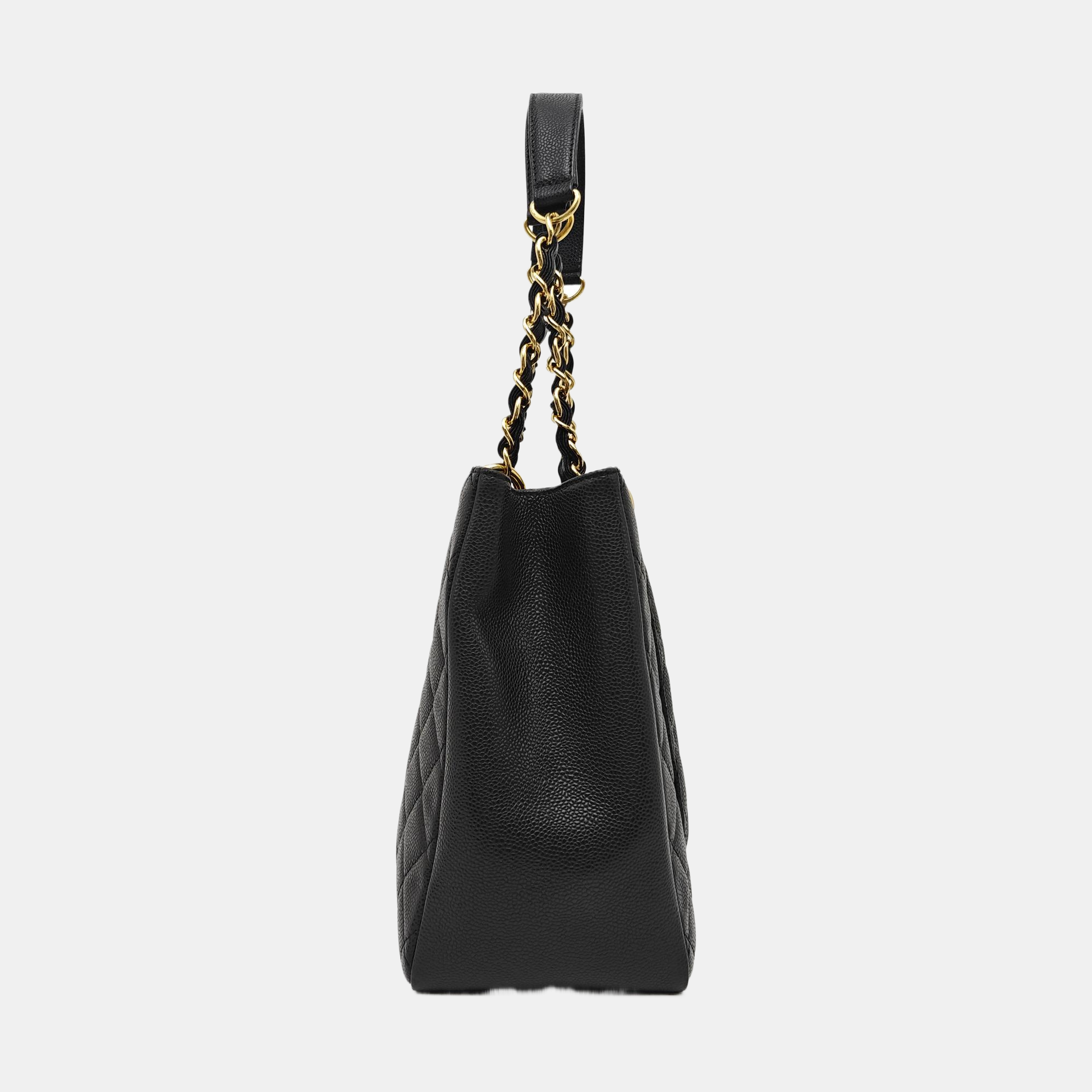 CHANEL GST Large Quilted Grained Calfskin Black