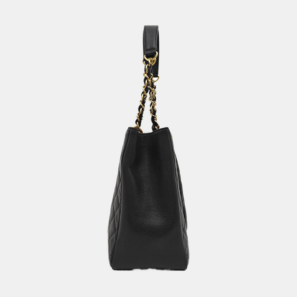 CHANEL GST Large Quilted Grained Calfskin Black