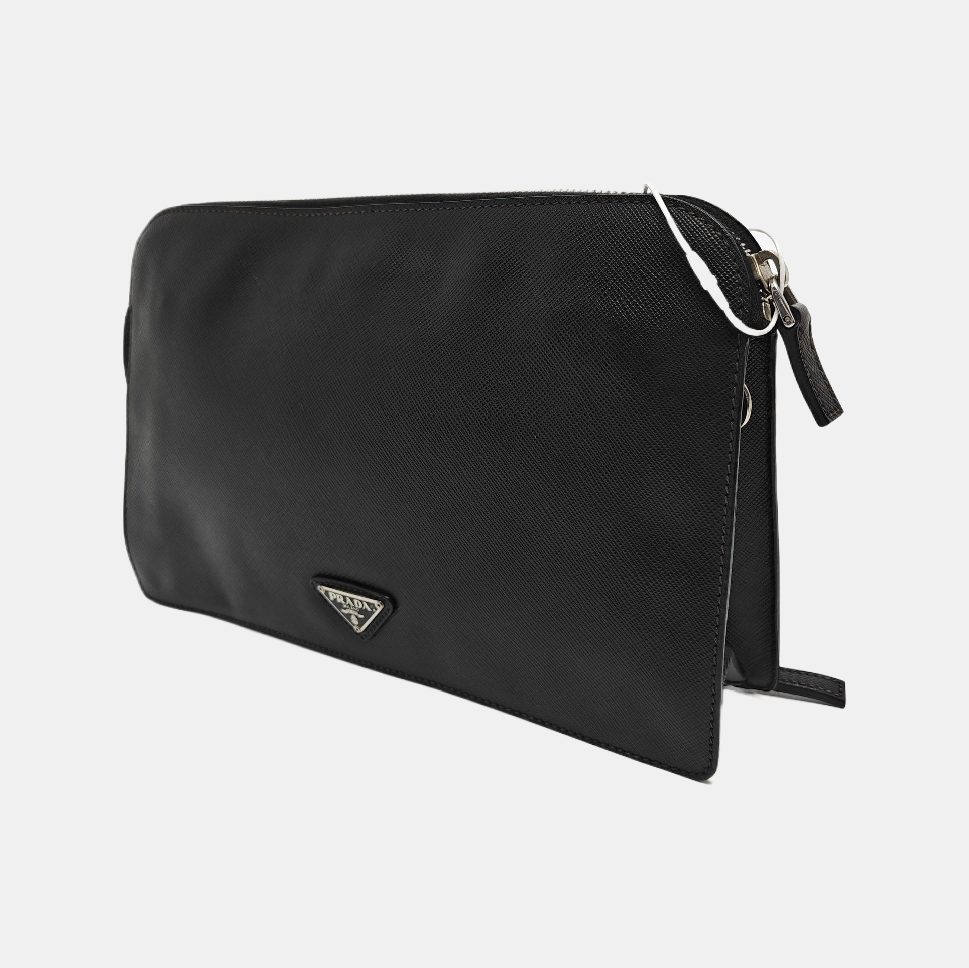 Saffiano Calfskin Clutch Black
