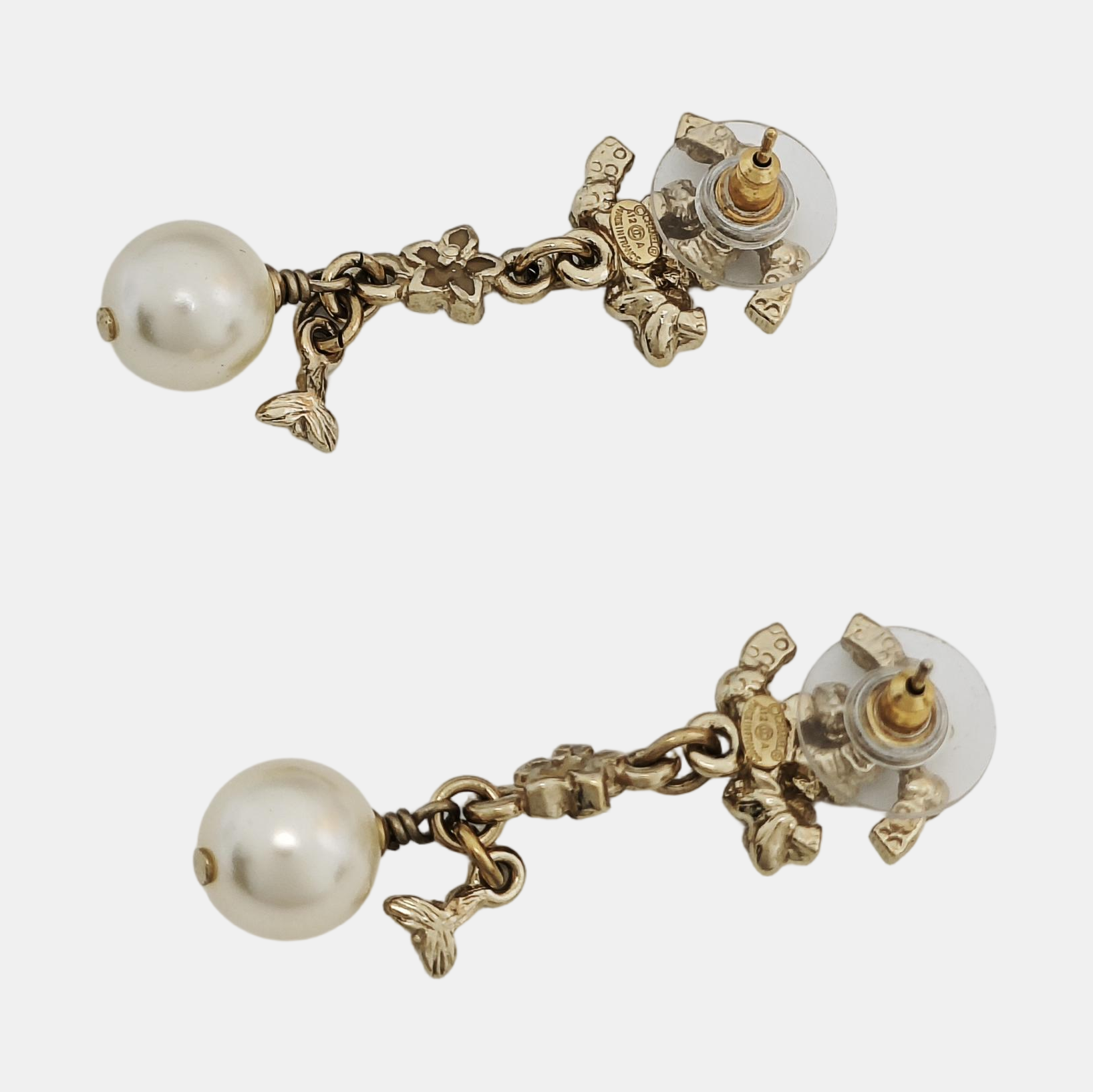 CC Logo Metal Gold Stud Earrings