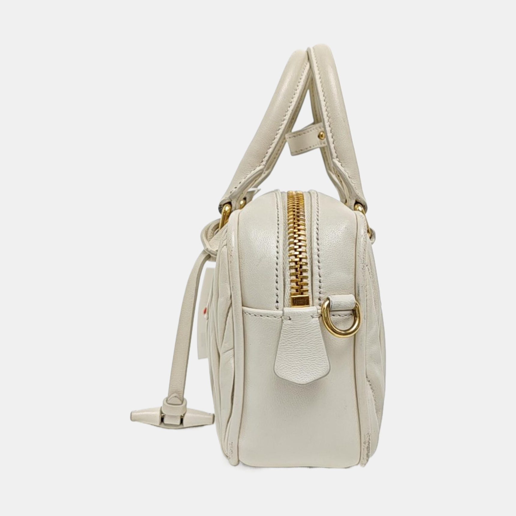 Arcadie Matelassé Mini Quilted Lambskin White