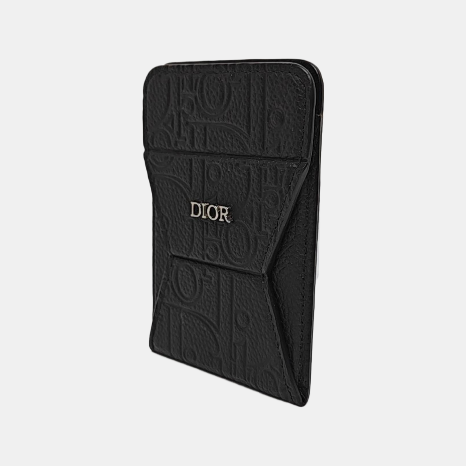 Oblique Calfskin Card Holder Black
