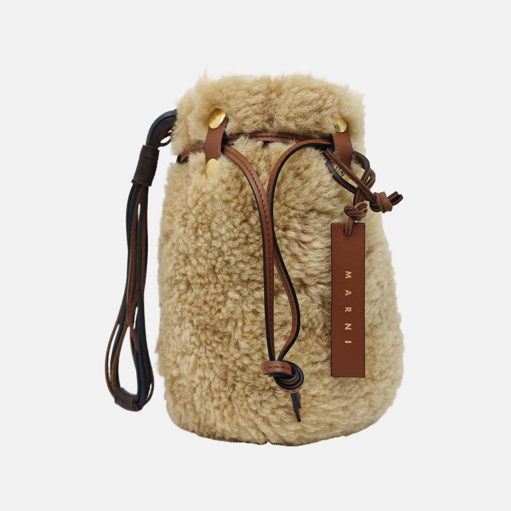 Fabric Bucket Bag Brown