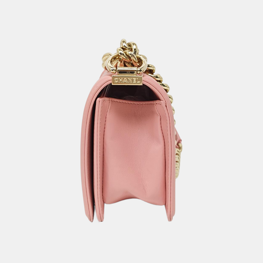 BOY CHANEL Small Quilted Calfskin Pink